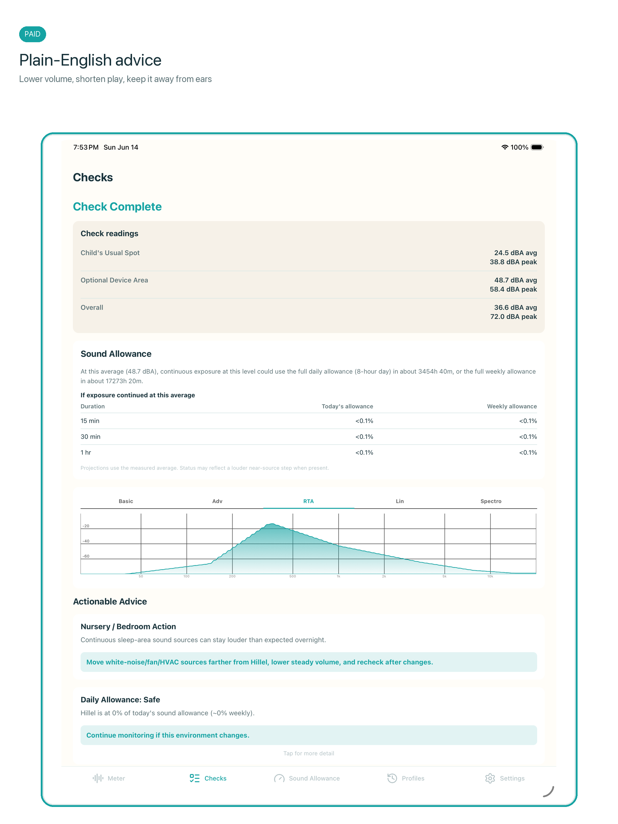 SoundSafe Kids plain English iPad screenshot