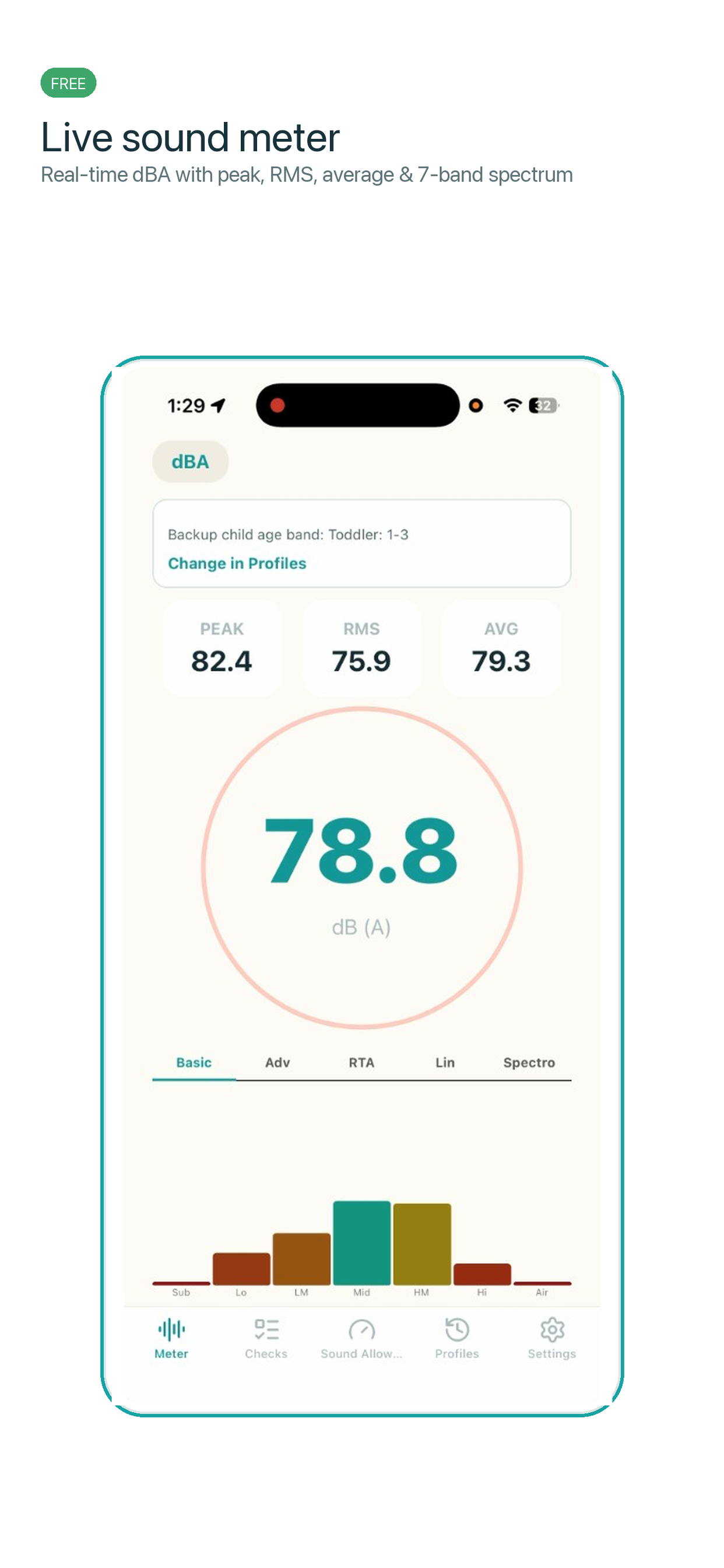 SoundSafe Kids live meter screenshot