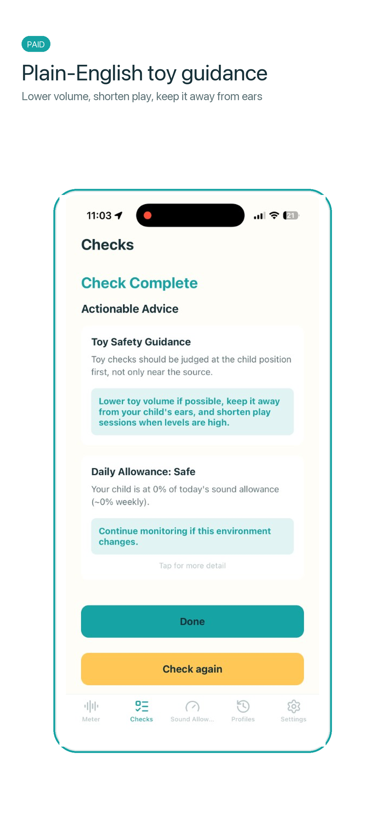 SoundSafe Kids toy safety guidance screenshot
